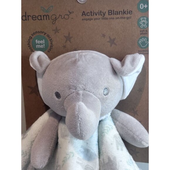 Dreamgro Lovey Baby Elephant Activity Blankie Plush Fabric Sensory Teether Toys - Picture 5 of 8